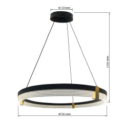 Lampa wisząca Triangle 60 cm czarno-transparentna LED CCT LP-0407/1P M BK Triangle