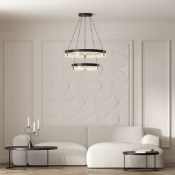 Lampa wisząca 60 cm 40 cm czarno-transparentna LED CCT LP-0407/2P BK