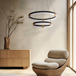 Lampa wisząca 60 cm 40 cm czarno-transparentna LED CCT LP-0407/2P BK