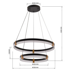 Lampa wisząca 60 cm 40 cm czarno-transparentna LED CCT LP-0407/2P BK