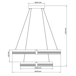 Lampa wisząca 60 cm 40 cm czarno-transparentna LED CCT LP-0407/2P BK