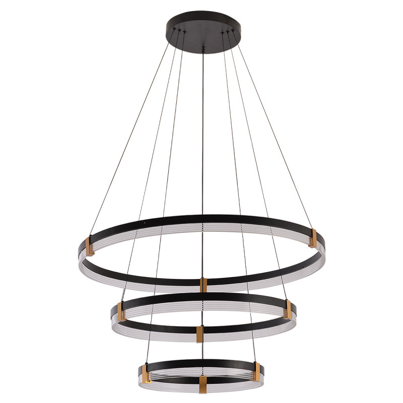 Lampa wisząca 80 cm 60 cm 40 cm czarno-transparentna LED CCT LP-0407/3P BK