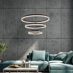 Lampa wisząca 80 cm 60 cm 40 cm czarno-transparentna LED CCT LP-0407/3P BK
