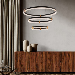 Lampa wisząca 80 cm 60 cm 40 cm czarno-transparentna LED CCT LP-0407/3P BK