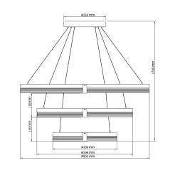 Lampa wisząca 80 cm 60 cm 40 cm czarno-transparentna LED CCT LP-0407/3P BK