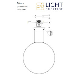Lampa wisząca L złota IP44 LED CCT LP-999/1P L GD CCT
