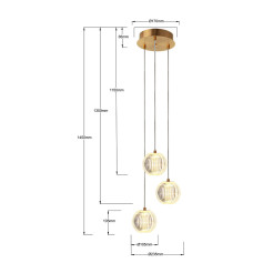 Lampa wisząca 3 złota LED CCT LP-3303/3P GD
