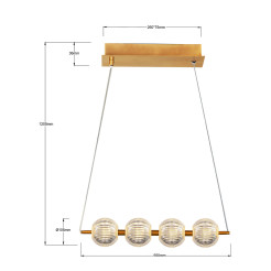 Lampa wisząca 4 złota LED CCT LP-3303/4L GD