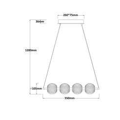 Lampa wisząca 4 złota LED CCT LP-3303/4L GD