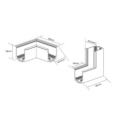 Łącznik podtynkowy L sufit-ściana Slim czarny LP-656-MAG SLIM L RS kąt BK