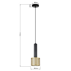 Lampa wisząca złoto-czarna 1xE27 LP-0702/1P GD