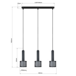 Lampa wisząca czarna 3xE27 LP-0702/3L BK