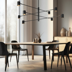 Lampa wisząca 8 czarna 8xGU10 LP-731/8P BK