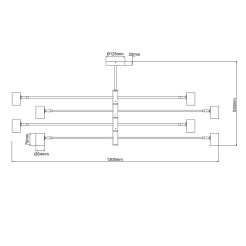 Lampa wisząca 8 czarna 8xGU10 LP-731/8P BK