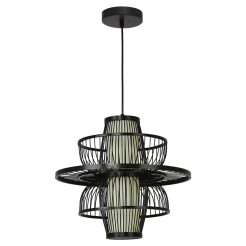 Rattanowa lampa wisząca czarna 1xE27 LP-3110/1P BK