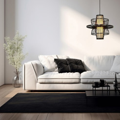 Rattanowa lampa wisząca czarna 1xE27 LP-3110/1P BK