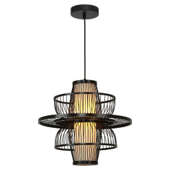 Rattanowa lampa wisząca czarna 1xE27 LP-3110/1P BK