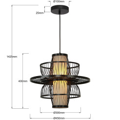 Rattanowa lampa wisząca czarna 1xE27 LP-3110/1P BK