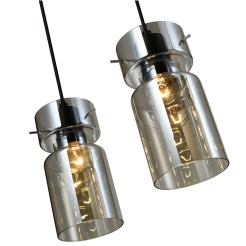 Podwójna lampa wisząca dymna 2xE27 LP-2811/2L AM