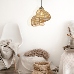 Rattanowa lampa wisząca 40 cm jasne drewno 1xE27 LP-1806/1P 40cm