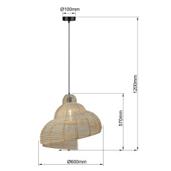 Rattanowa lampa wisząca 60 cm jasne drewno 1xE27 LP-1806/1P 60cm