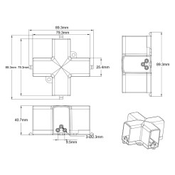 Łącznik X elektryczny do oświetlenia modułowego Geometric System New LP-0209 łącznik X