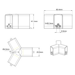 Łącznik 3L 120 elektryczny do oświetlenia modułowego Geometric System New LP-0209 łącznik 3L120