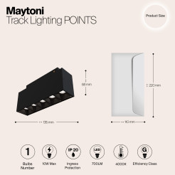 MAYTONI Ścieżka świetlna Points 10W LED 700lm 4000K 90 CRI  TR014-2-10W4K-B