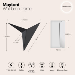 MAYTONI Lampa ścienna (kinkiet) Trame 3W LED 100lm 3000K 80 CRI  C808WL-L3B
