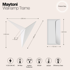 MAYTONI Lampa ścienna (kinkiet) Trame 3W LED 100lm 3000K 80 CRI  C808WL-L3W