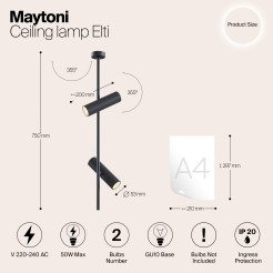 MAYTONI Spot reflektor sufitowy 2punktowy Natynkowy Elti 10W GU10 C021CL-02B