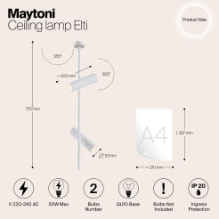 MAYTONI Spot reflektor sufitowy 2punktowy Natynkowy Elti 10W GU10 C021CL-02W