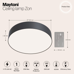 MAYTONI Lampa sufitowa Zon 35W LED 2900lm 4000K 80 CRI  C032CL-L43B4K