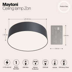 MAYTONI Lampa sufitowa Zon 26W LED 2300lm 4000K 80 CRI  C032CL-L32B4K