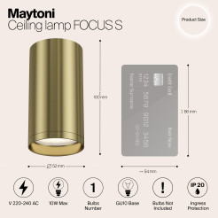 MAYTONI Spot reflektor sufitowy 1punktowy Natynkowy Obrotowy FOCUS S 10W GU10 C052CL-01BS
