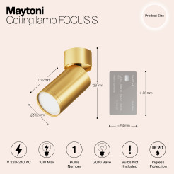 MAYTONI Spot reflektor sufitowy 1punktowy Natynkowy Obrotowy FOCUS S 10W GU10 C050CL-U-1MG