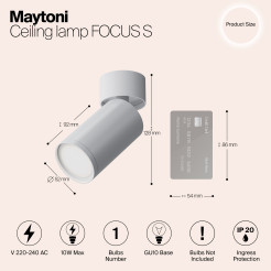 MAYTONI Spot reflektor sufitowy 1punktowy Natynkowy Obrotowy FOCUS S 10W GU10 C050CL-U-1W
