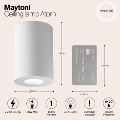 MAYTONI Spot reflektor sufitowy 1punktowy Natynkowy Atom 10W GU10 C016CL-01W