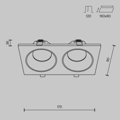 MAYTONI Spot reflektor sufitowy 2punktowy Wbudowany Zoom 10W GU10 DL033-2-02W