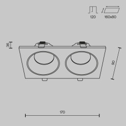 MAYTONI Spot reflektor sufitowy 2punktowy Wbudowany Zoom 10W GU10 DL033-2-02B