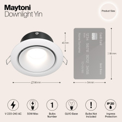 MAYTONI Spot reflektor sufitowy 1punktowy wbudowany Yin 10W GU10 DL030-2-01W