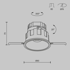 MAYTONI Spot reflektor sufitowy 1punktowy Wbudowany Wise 10W LED 530lm 3000K 90 CRI DL057-10W3K-W