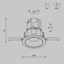 MAYTONI Spot reflektor sufitowy 1punktowy Wbudowany Wise 7W LED 400lm 3000K 90 CRI DL057-7W3K-W