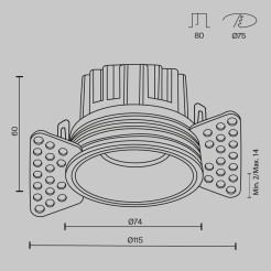 MAYTONI Spot reflektor sufitowy 1punktowy Wbudowany Round 12W LED 880lm 3000K 90 CRI DL058-12W3K-TRS-B