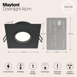 MAYTONI Spot reflektor sufitowy 1punktowy Wbudowany Obrotowy Atom 10W GU10 DL024-2-01B