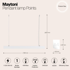 MAYTONI Lampa wisząca Points 40W LED 3400lm 4000K 90 CRI  P050PL-L40W4K