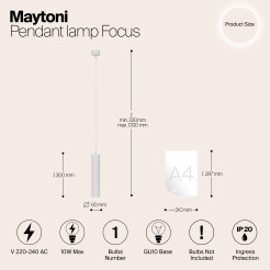 MAYTONI Lampa wisząca Focus 10W GU10 P075PL-01W