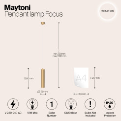 MAYTONI Lampa wisząca Focus 10W GU10 P075PL-01MG