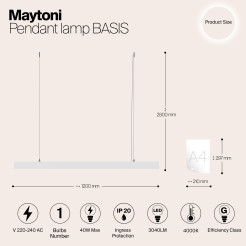 MAYTONI Lampa wisząca BASIS 40W LED 3040lm 4000K 90 CRI  P051PL-L40W4K