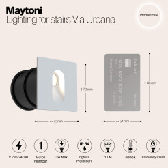 MAYTONI Kinkiet Oświetlenie schodów Via Urbana 3W LED 70lm 4000K 80 CRI  O022-L3W